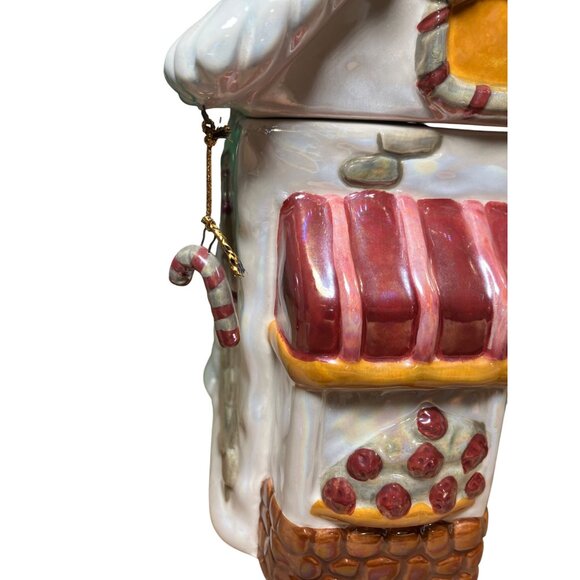 Ganz  Ceramic Bakery Cookie Jar w/ Candy Cane Accent Snowy Roof & Holiday Detail - Picture 3 of 11